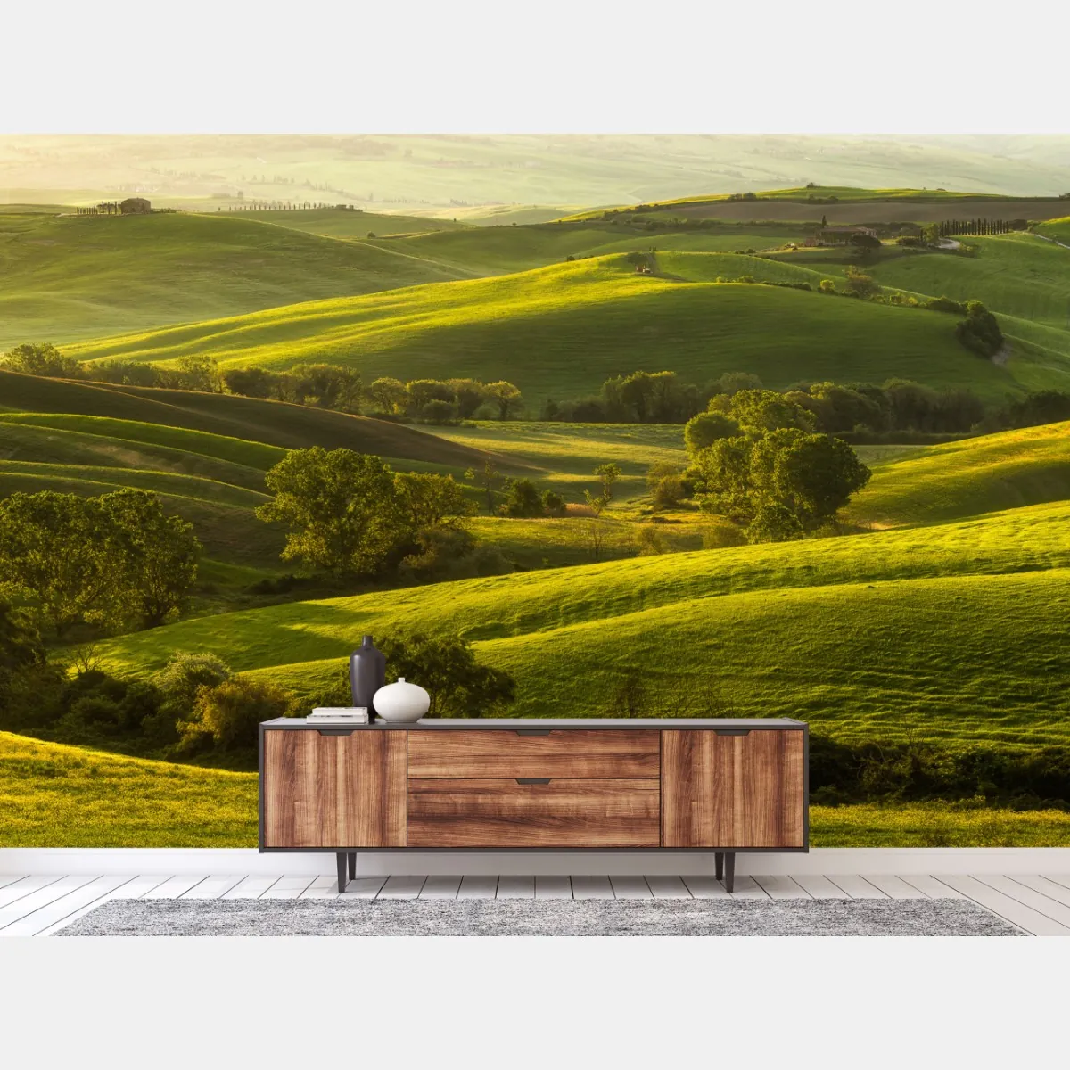 Fototapeta słoneczne zielone pagórki – Wallissimo® Fototapeta słoneczne zielone pagórki – Wallissimo®