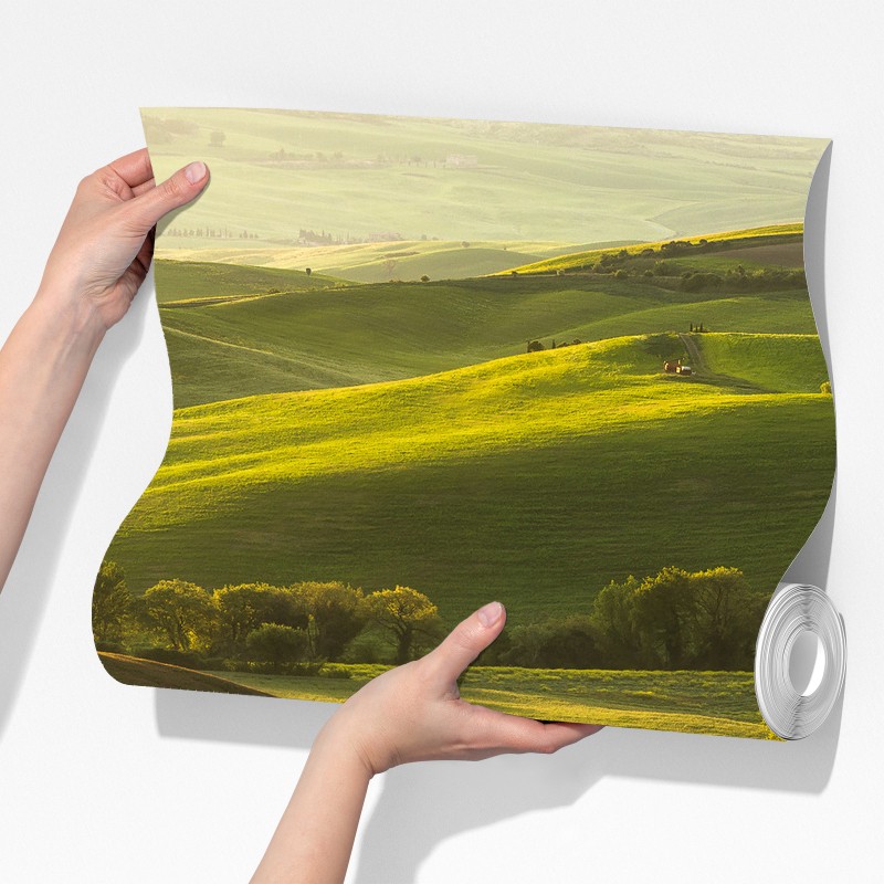 Fototapeta słoneczne zielone pagórki – Wallissimo® Fototapeta słoneczne zielone pagórki – Wallissimo®