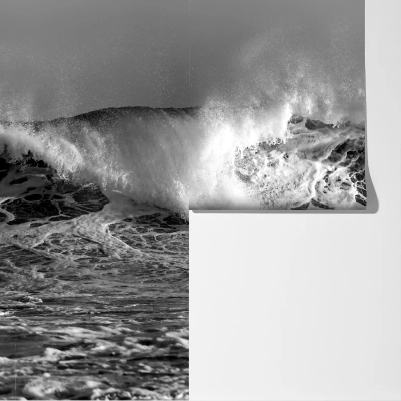 Fototapeta dramatyczna czarno-biała fala oceanu – Wallissimo® Fototapeta dramatyczna czarno-biała fala oceanu – Wallissimo®