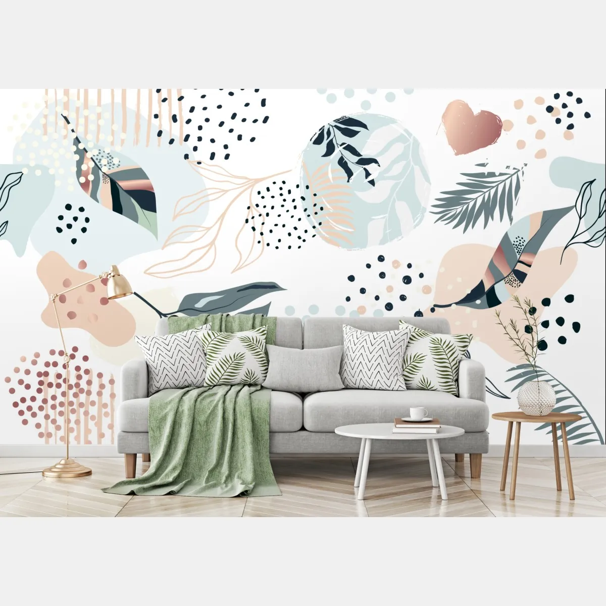 Fototapeta pastelowy botaniczny wzór abstrakcyjny – Wallissimo® Fototapeta pastelowy botaniczny wzór abstrakcyjny – Wallissimo®