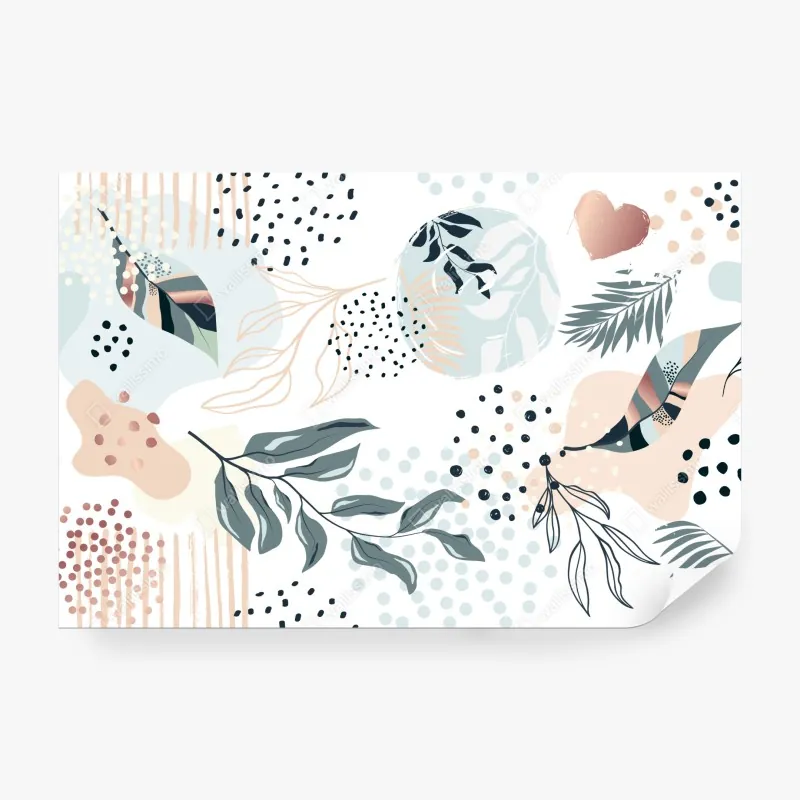 Wall mural pastel botanical abstract design