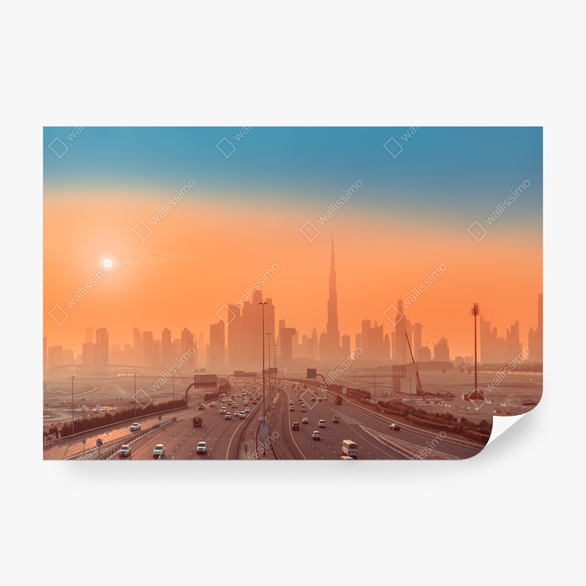 Fototapeta Dubaj panorama o wschodzie słońca – Wallissimo® Fototapeta Dubaj panorama o wschodzie słońca – Wallissimo®