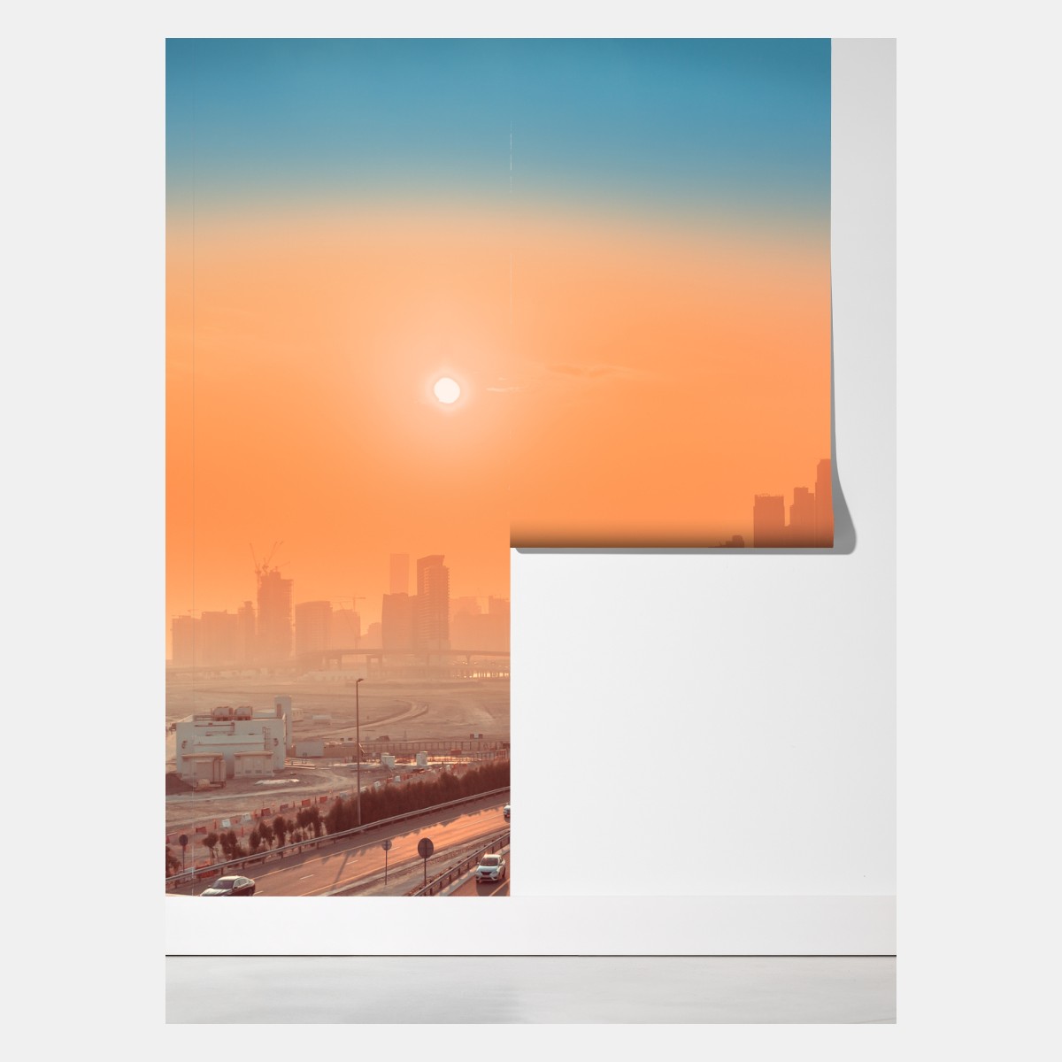 Fototapeta Dubaj panorama o wschodzie słońca – Wallissimo® Fototapeta Dubaj panorama o wschodzie słońca – Wallissimo®