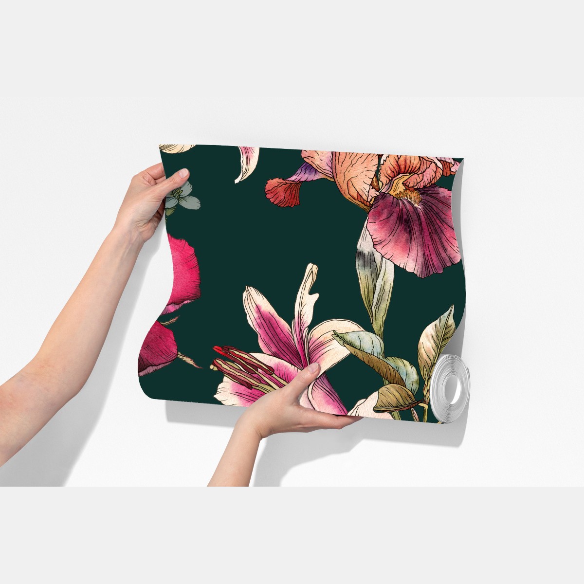 Fototapeta vintage botaniczny wzór kwiatowy na głębokiej zieleni – Wallissimo® Fototapeta vintage botaniczny wzór kwiatowy na głębokiej zieleni – Wallissimo®