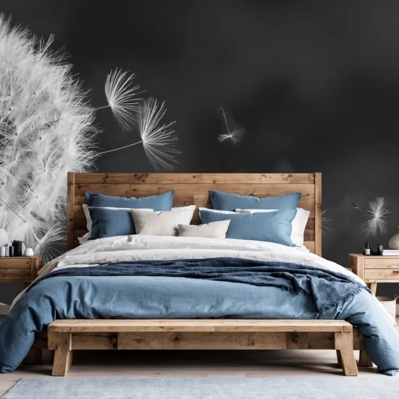 Wall mural floating dandelion seeds