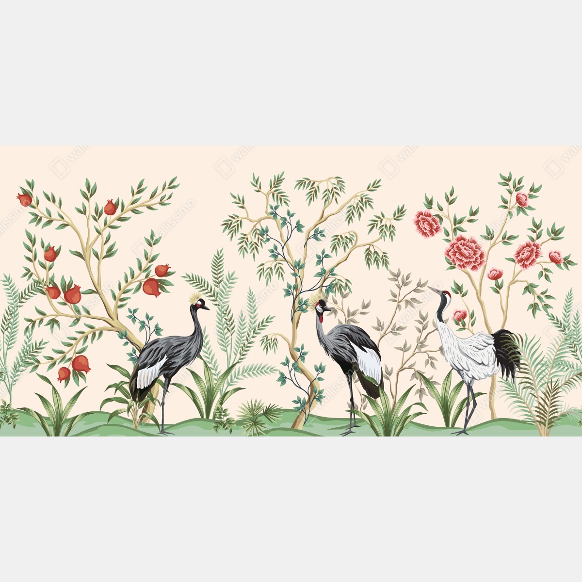 Fototapeta ogród żurawi w stylu orientalnym – Wallissimo® Fototapeta ogród żurawi w stylu orientalnym – Wallissimo®
