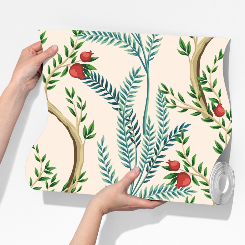 Fototapeta paw wśród gałęzi granatu – Wallissimo® Fototapeta paw wśród gałęzi granatu – Wallissimo®