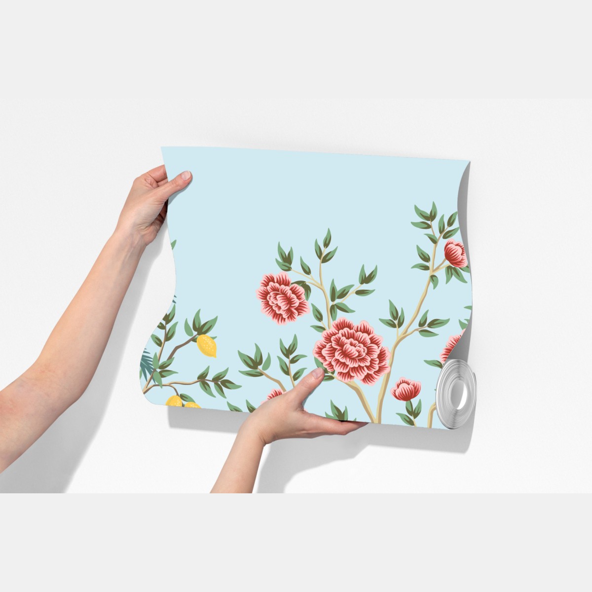 Fototapeta ogród z żurawiami i kwiatami – Wallissimo® Fototapeta ogród z żurawiami i kwiatami – Wallissimo®