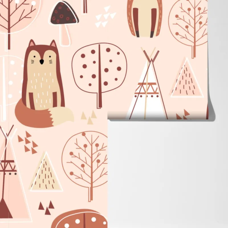 Fototapeta wzór z lisami do pokoju dziecięcego – Wallissimo® Fototapeta wzór z lisami do pokoju dziecięcego – Wallissimo®