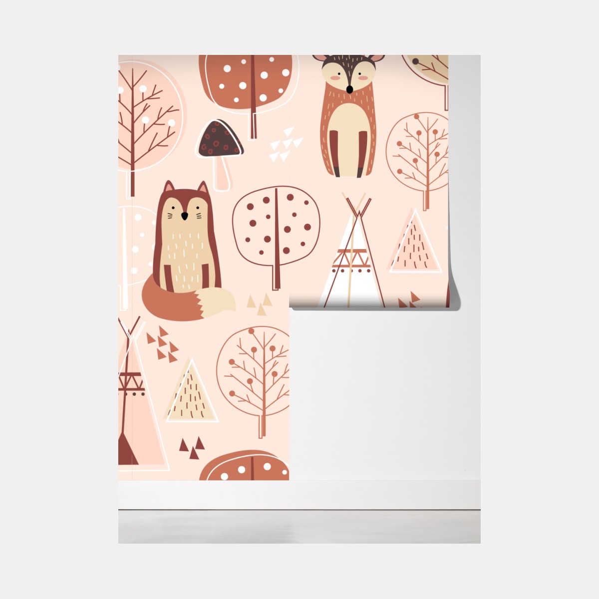 Fototapeta wzór z lisami do pokoju dziecięcego – Wallissimo® Fototapeta wzór z lisami do pokoju dziecięcego – Wallissimo®