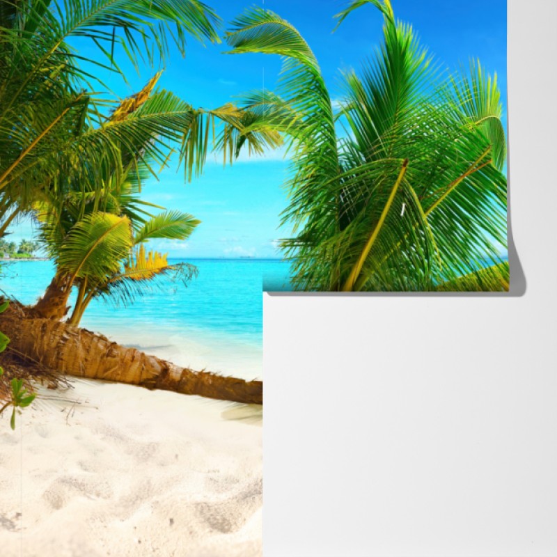 Fototapeta Malediwy turkusowa plaża panorama – Wallissimo® Fototapeta Malediwy turkusowa plaża panorama – Wallissimo®