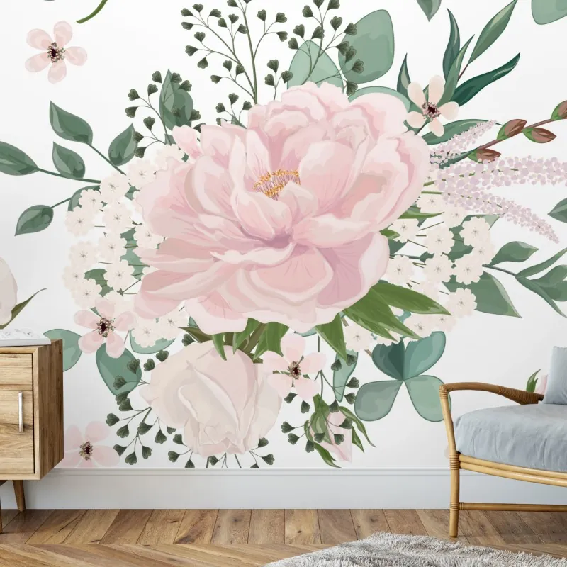 Fototapeta delikatny różowy wzór peonii – Wallissimo® Fototapeta delikatny różowy wzór peonii – Wallissimo®