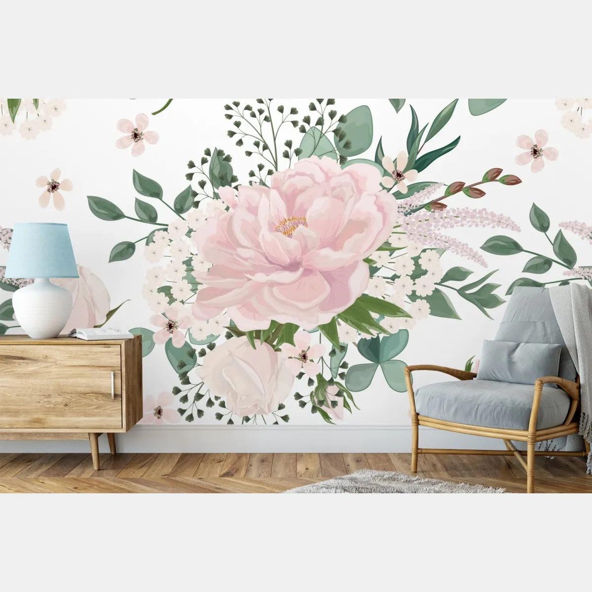 Fototapeta delikatny różowy wzór peonii – Wallissimo® Fototapeta delikatny różowy wzór peonii – Wallissimo®