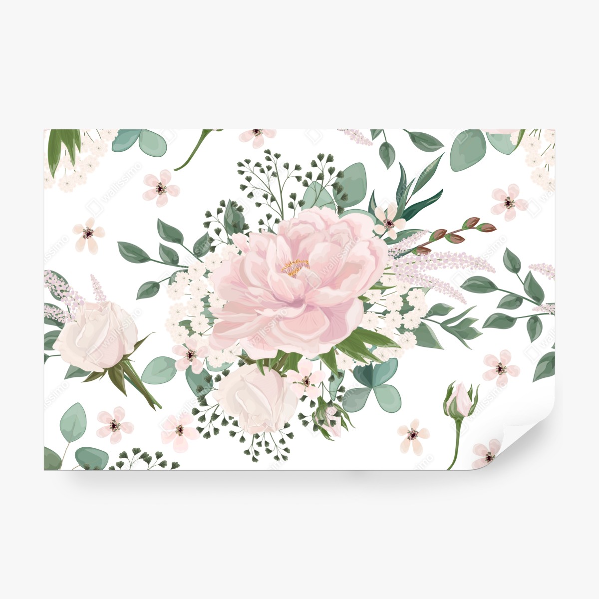 Fototapeta delikatny różowy wzór peonii – Wallissimo® Fototapeta delikatny różowy wzór peonii – Wallissimo®
