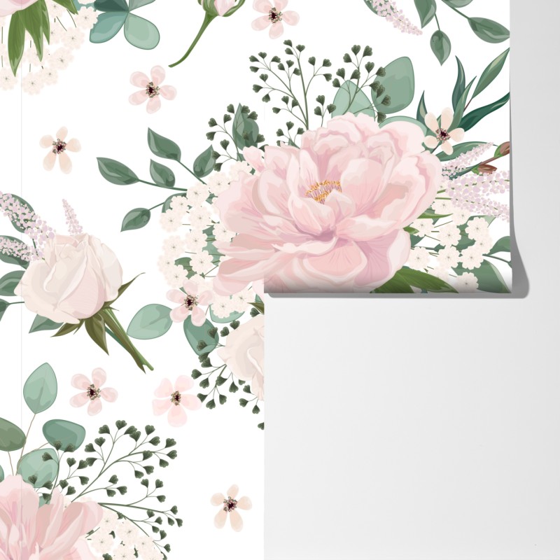 Fototapeta delikatny różowy wzór peonii – Wallissimo® Fototapeta delikatny różowy wzór peonii – Wallissimo®