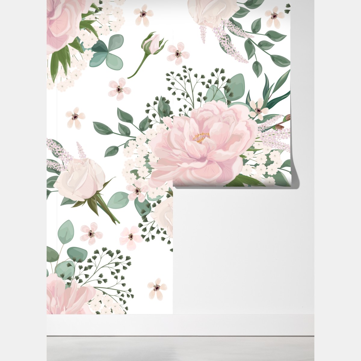 Fototapeta delikatny różowy wzór peonii – Wallissimo® Fototapeta delikatny różowy wzór peonii – Wallissimo®