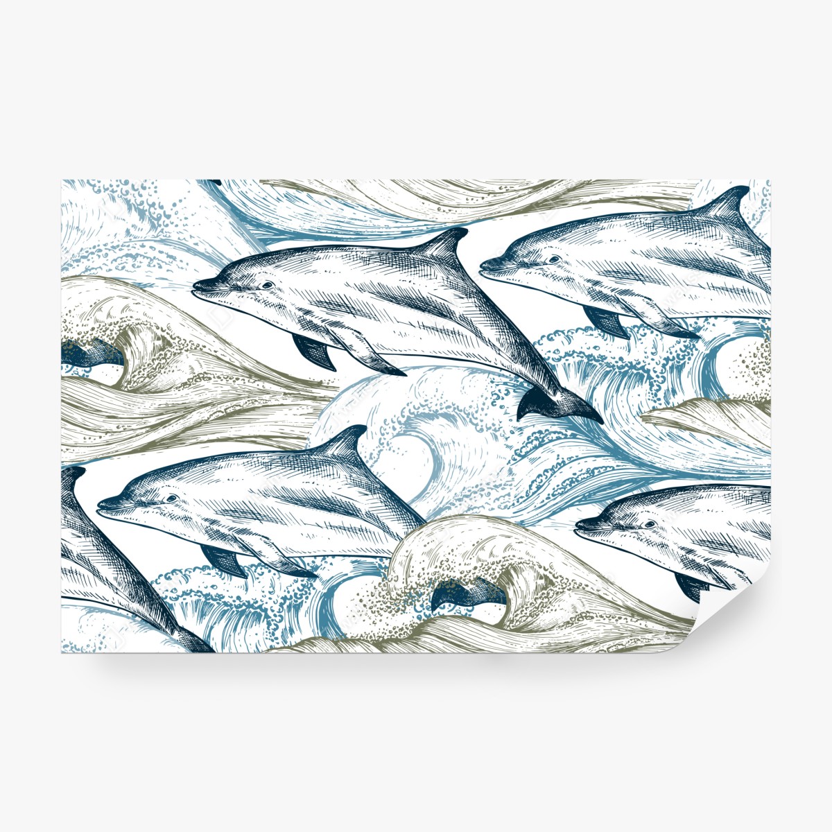 Fototapeta vintage delfiny oceaniczna ilustracja – Wallissimo® Fototapeta vintage delfiny oceaniczna ilustracja – Wallissimo®
