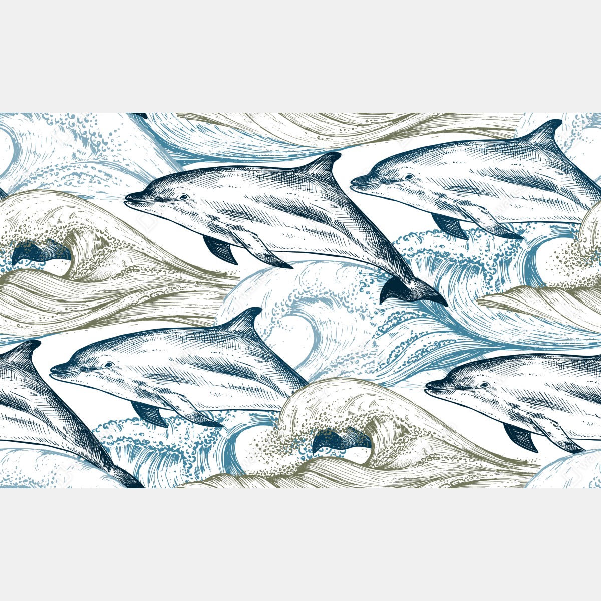 Fototapeta vintage delfiny oceaniczna ilustracja – Wallissimo® Fototapeta vintage delfiny oceaniczna ilustracja – Wallissimo®