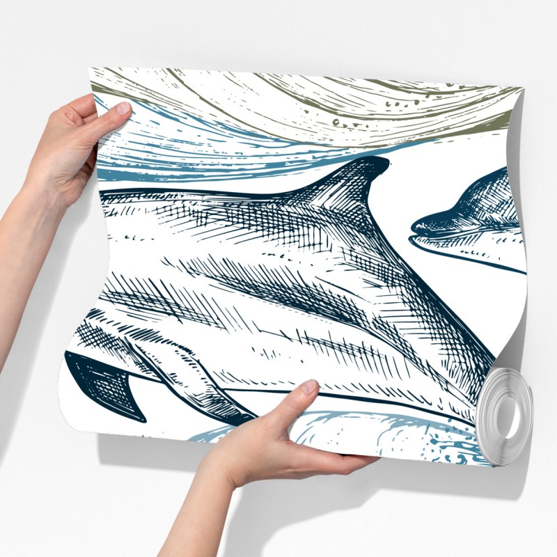 Fototapeta vintage delfiny oceaniczna ilustracja – Wallissimo® Fototapeta vintage delfiny oceaniczna ilustracja – Wallissimo®