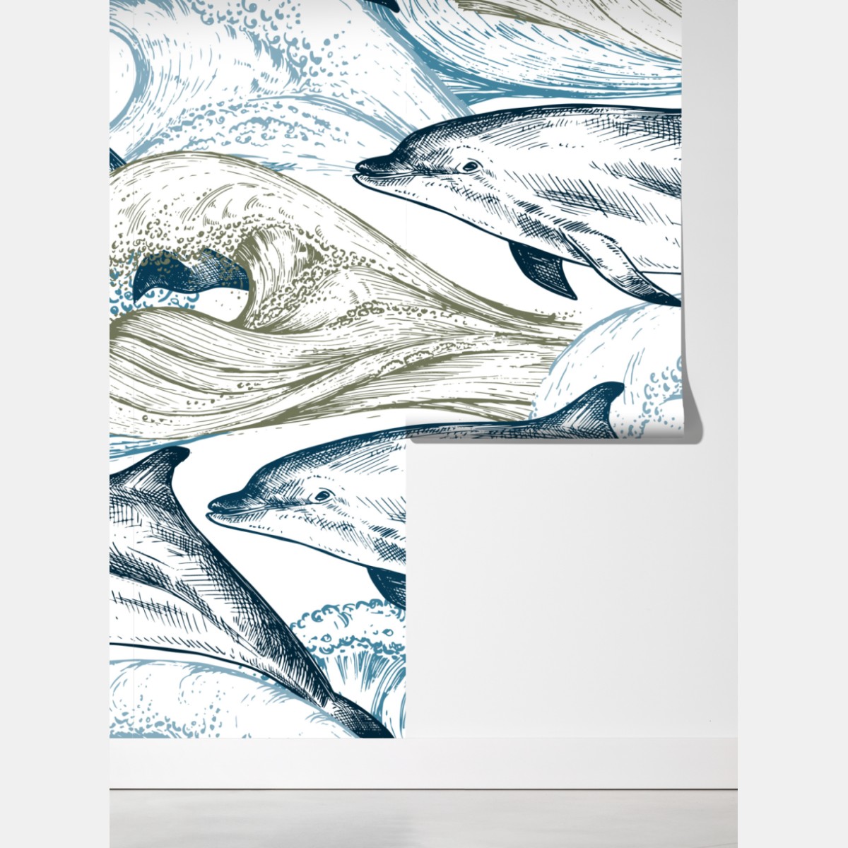 Fototapeta vintage delfiny oceaniczna ilustracja – Wallissimo® Fototapeta vintage delfiny oceaniczna ilustracja – Wallissimo®
