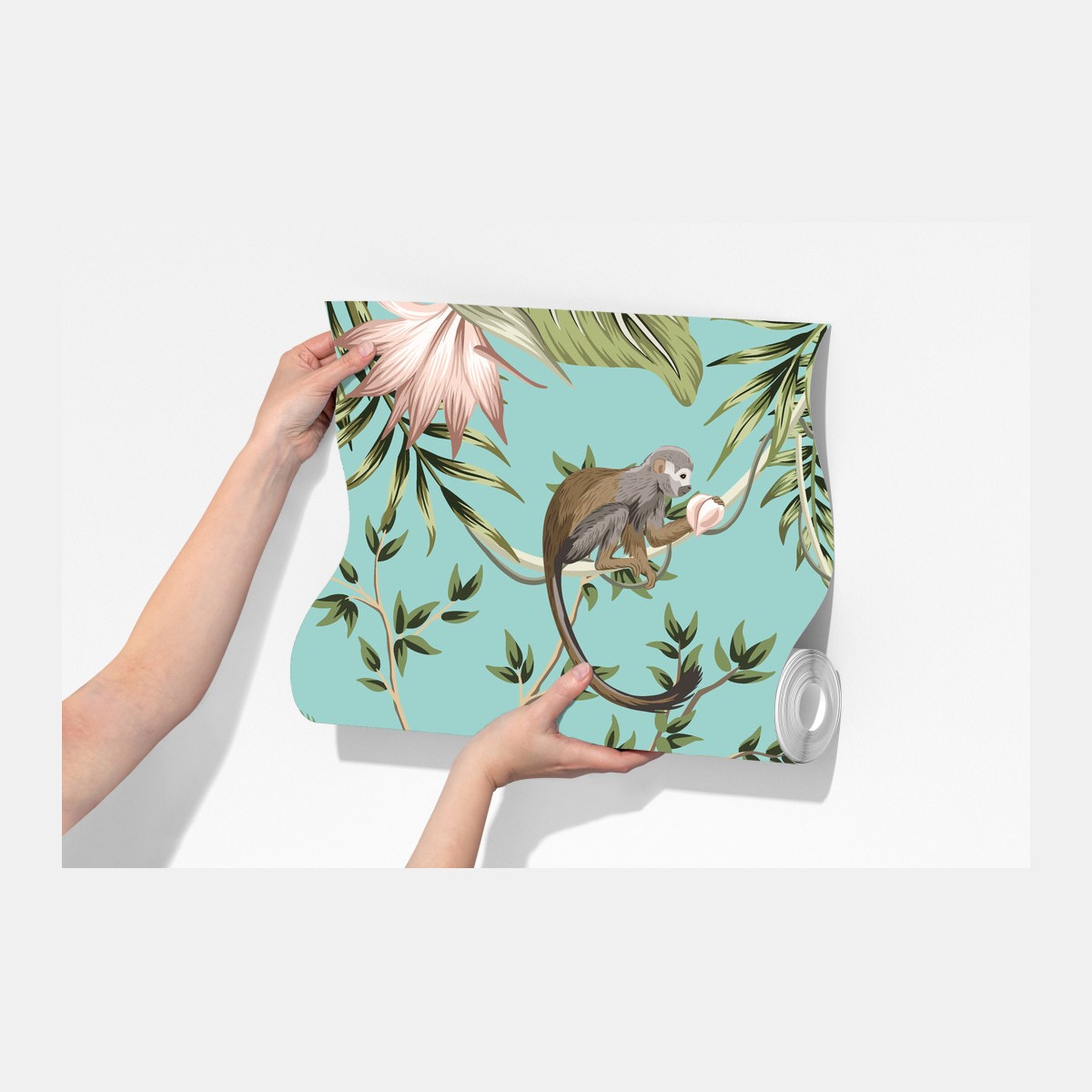 Fototapeta tropikalna scena dżungli ze słoniem i flamingiem – Wallissimo® Fototapeta tropikalna scena dżungli ze słoniem i flamingiem – Wallissimo®