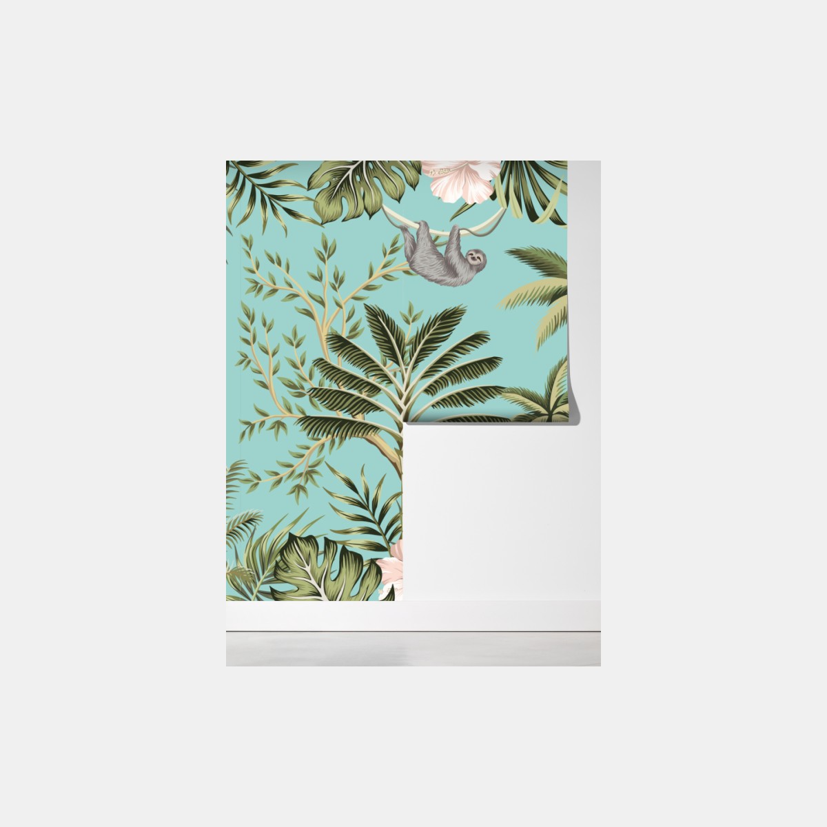 Fototapeta tropikalna scena dżungli ze słoniem i flamingiem – Wallissimo® Fototapeta tropikalna scena dżungli ze słoniem i flamingiem – Wallissimo®