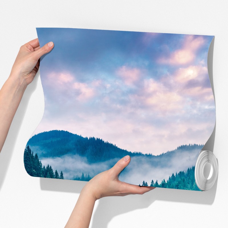 Fototapeta mglisty wschód słońca nad Lacu Rosu – Wallissimo® Fototapeta mglisty wschód słońca nad Lacu Rosu – Wallissimo®