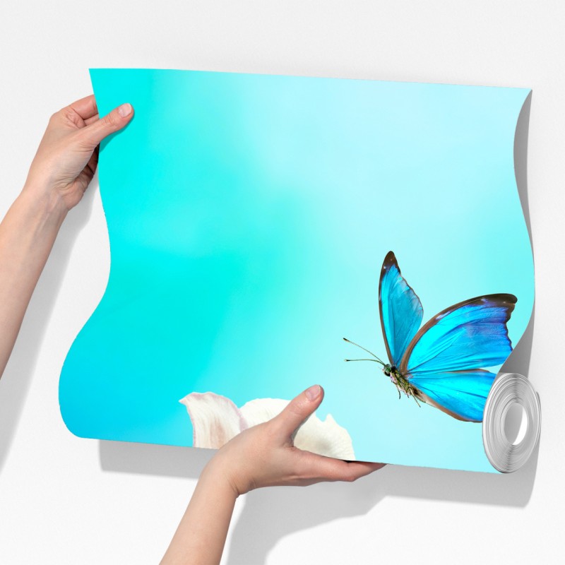 Fototapeta delikatne różowe anemony i niebieski motyl – Wallissimo® Fototapeta delikatne różowe anemony i niebieski motyl – Wallissimo®