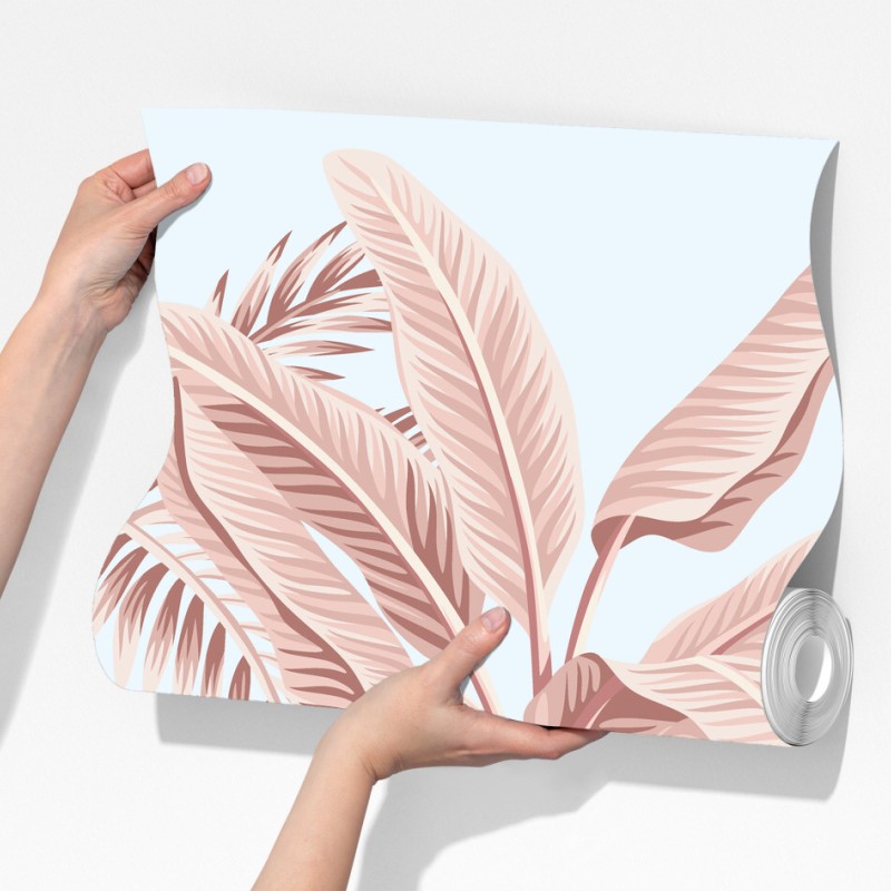 Fototapeta pastelowy tropikalny ogród z flamingiem – Wallissimo® Fototapeta pastelowy tropikalny ogród z flamingiem – Wallissimo®