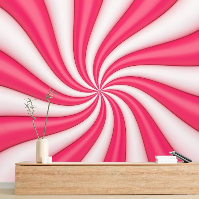 Wall mural pink candy swirl spiral