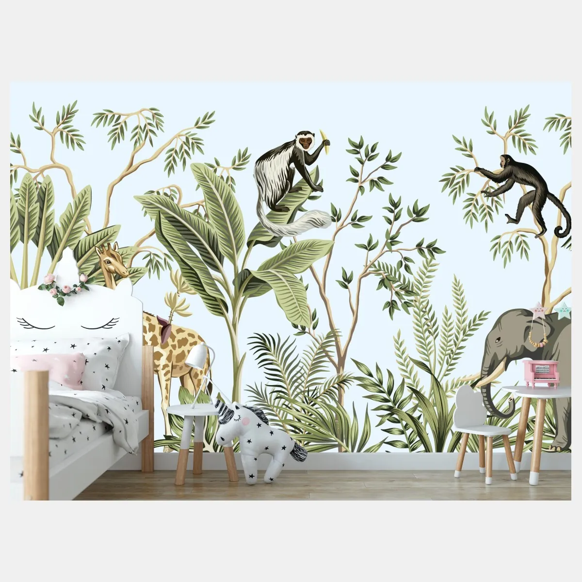 Fototapeta tropikalna dżungla ze zwierzętami – Wallissimo® Fototapeta tropikalna dżungla ze zwierzętami – Wallissimo®