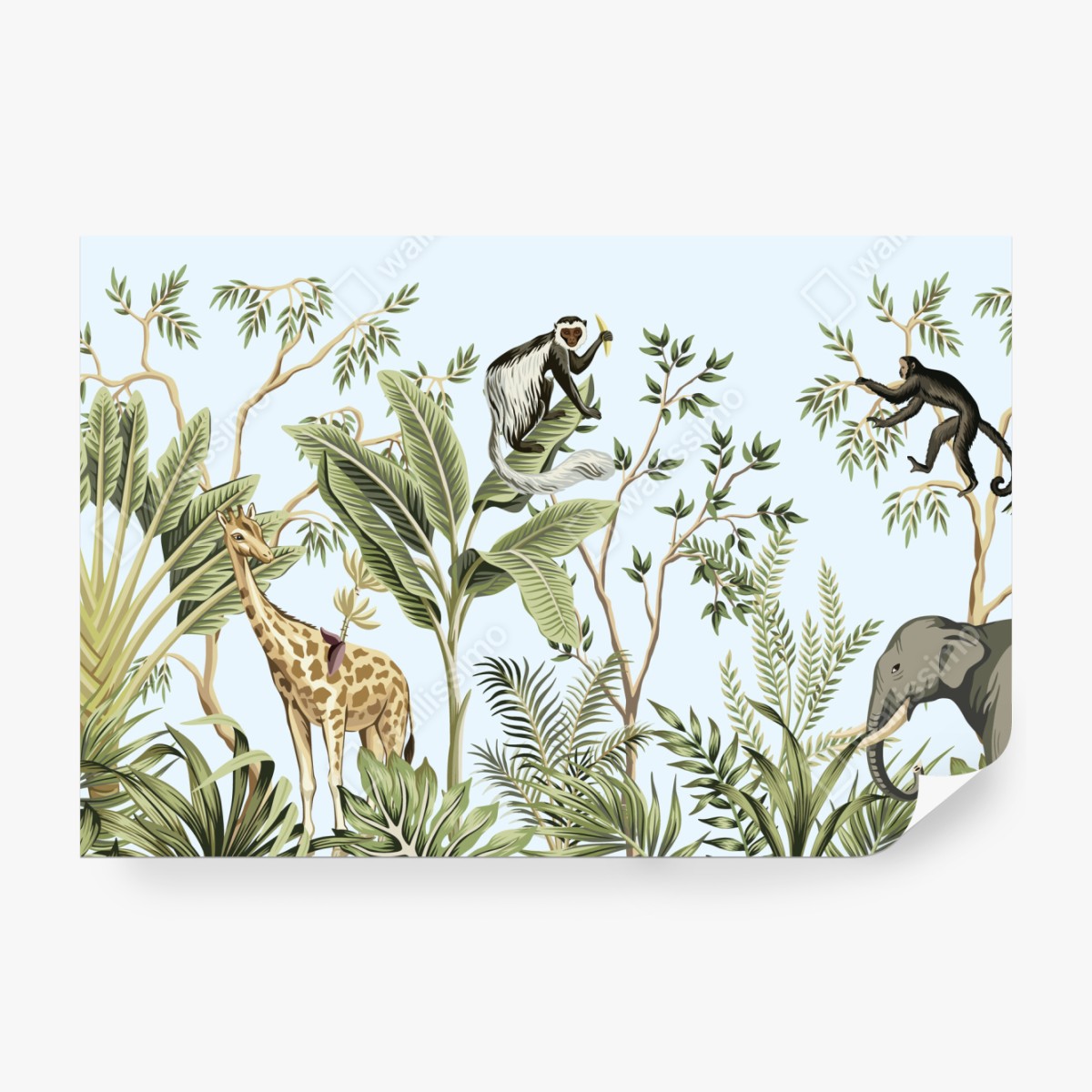 Fototapeta tropikalna dżungla ze zwierzętami – Wallissimo® Fototapeta tropikalna dżungla ze zwierzętami – Wallissimo®