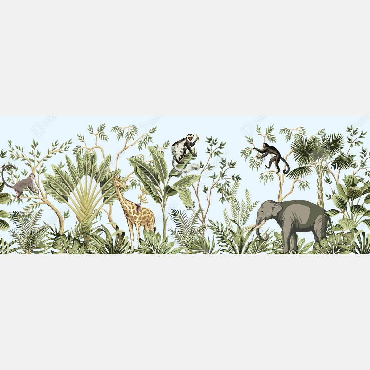 Fototapeta tropikalna dżungla ze zwierzętami – Wallissimo® Fototapeta tropikalna dżungla ze zwierzętami – Wallissimo®