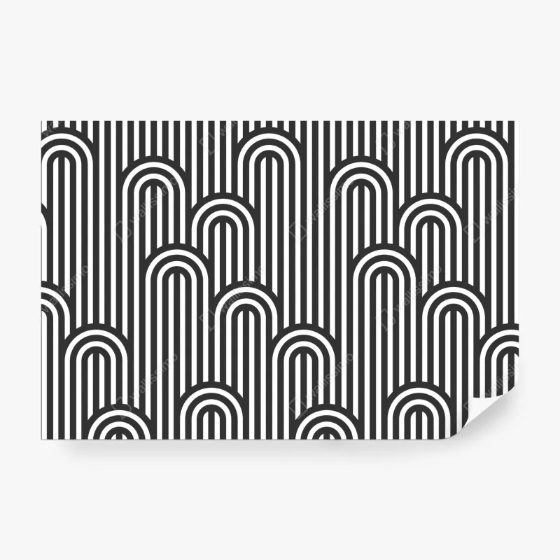 Wall mural black and white geometric stripe pattern