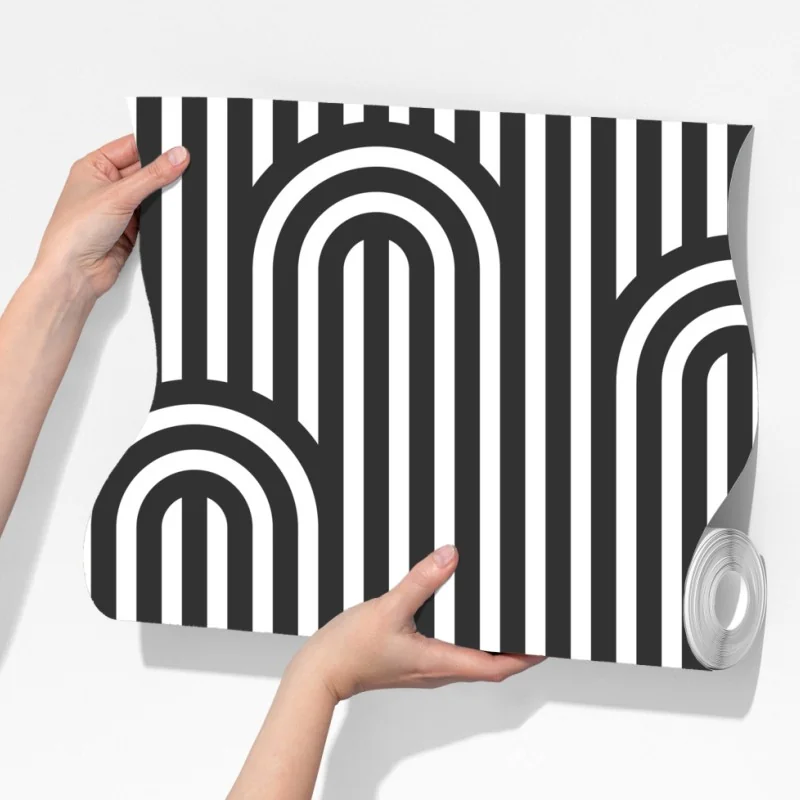 Fototapeta czarno-biały geometryczny wzór w paski – Wallissimo® Fototapeta czarno-biały geometryczny wzór w paski – Wallissimo®