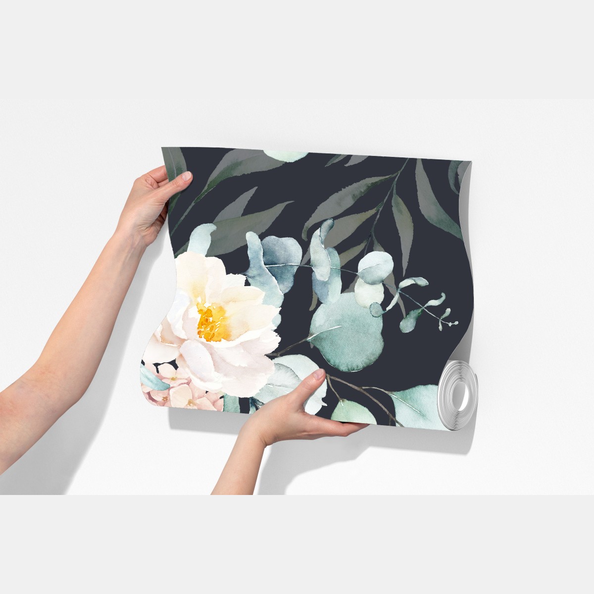 Fototapeta elegancki akwarelowy wzór kwiatowy na ciemnym tle – Wallissimo® Fototapeta elegancki akwarelowy wzór kwiatowy na ciemnym tle – Wallissimo®