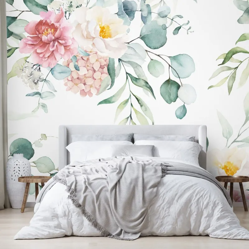 Wall mural soft watercolor floral bouquet