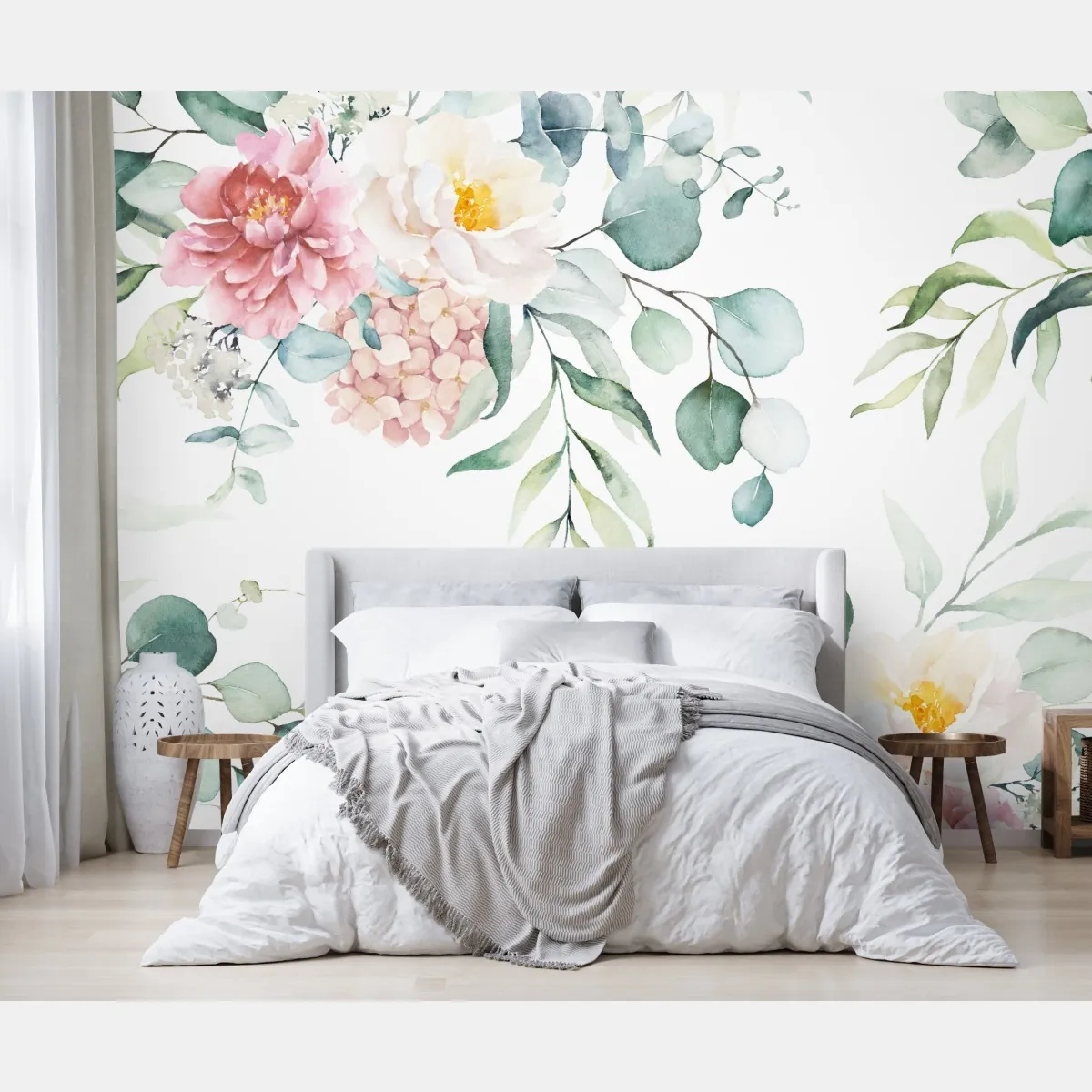 Fototapeta delikatny akwarelowy bukiet kwiatów – Wallissimo® Fototapeta delikatny akwarelowy bukiet kwiatów – Wallissimo®