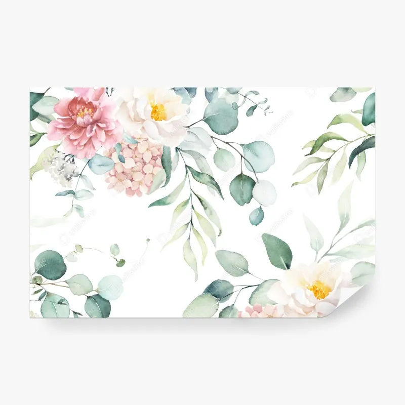 Wall mural soft watercolor floral bouquet