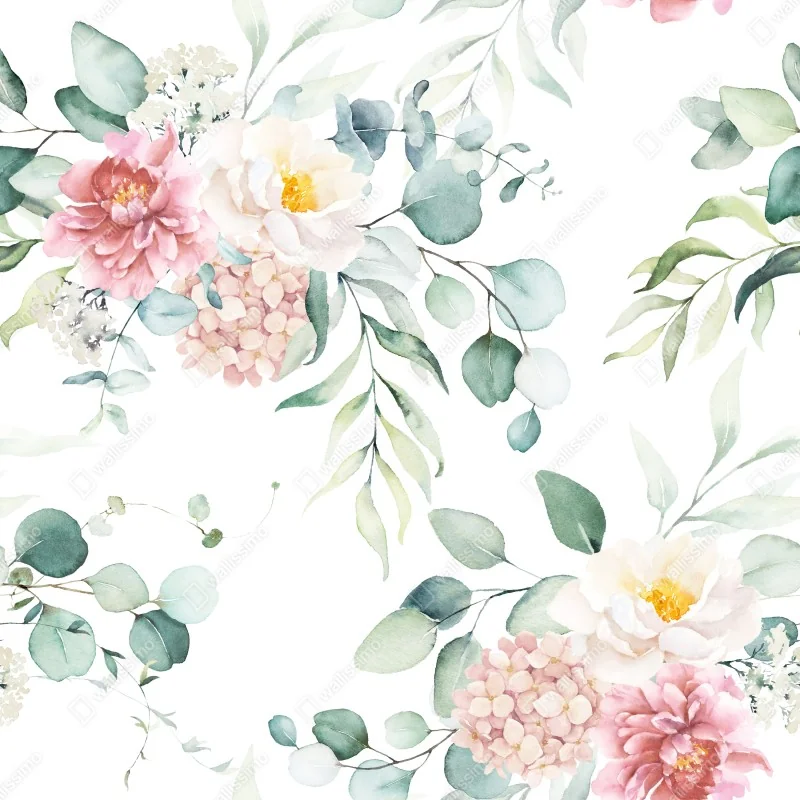 Fototapeta delikatny akwarelowy bukiet kwiatów – Wallissimo® Fototapeta delikatny akwarelowy bukiet kwiatów – Wallissimo®