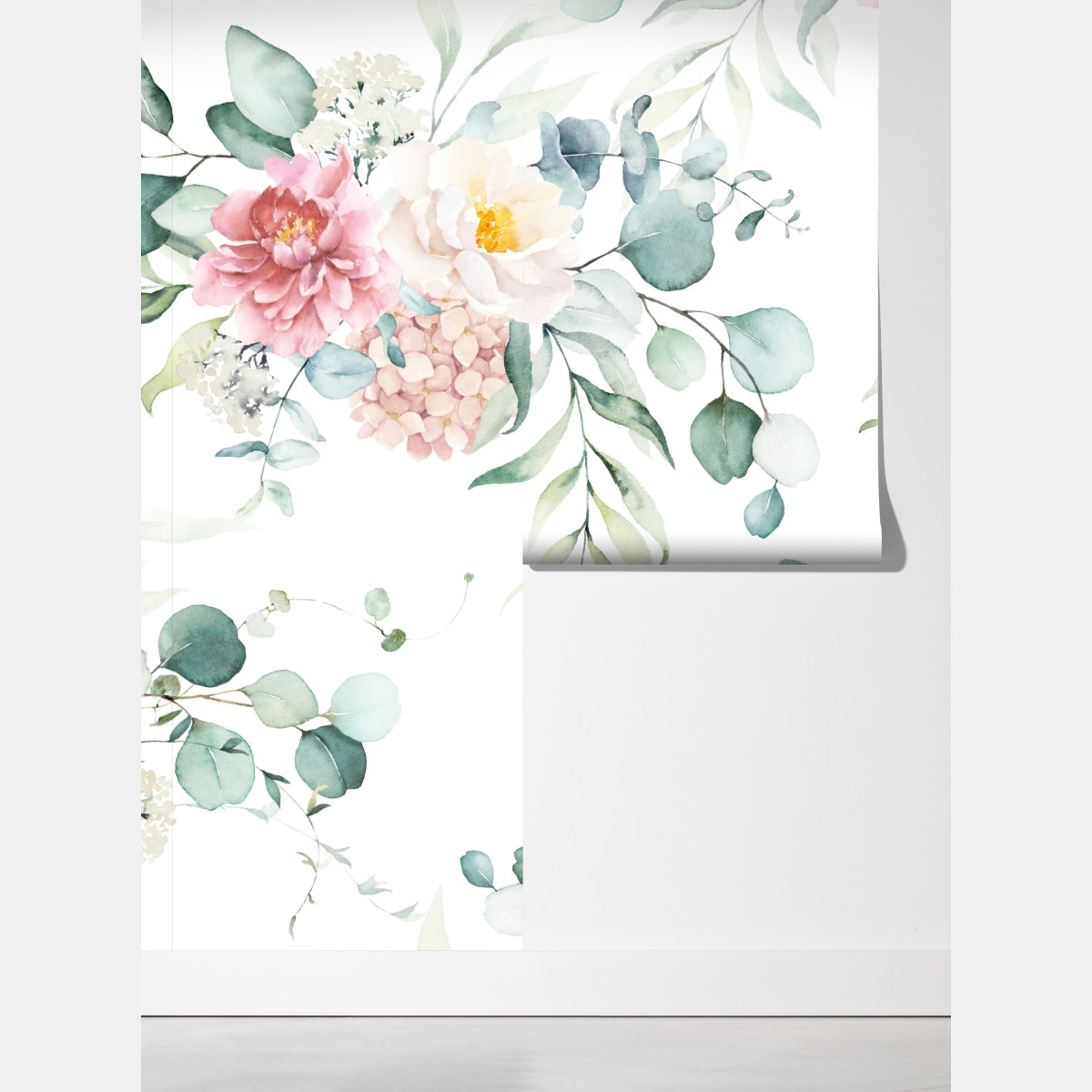 Fototapeta delikatny akwarelowy bukiet kwiatów – Wallissimo® Fototapeta delikatny akwarelowy bukiet kwiatów – Wallissimo®