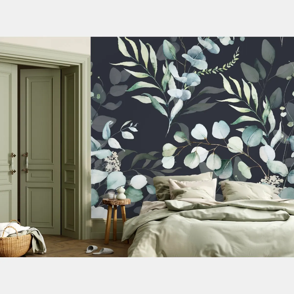 Fototapeta wzór botaniczny eukaliptusa w akwareli na ciemnym tle – Wallissimo® Fototapeta wzór botaniczny eukaliptusa w akwareli na ciemnym tle – Wallissimo®