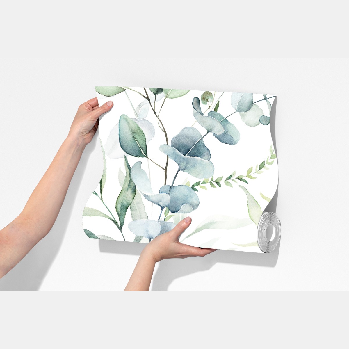 Fototapeta akwarelowy wzór eukaliptusa i liści – Wallissimo® Fototapeta akwarelowy wzór eukaliptusa i liści – Wallissimo®