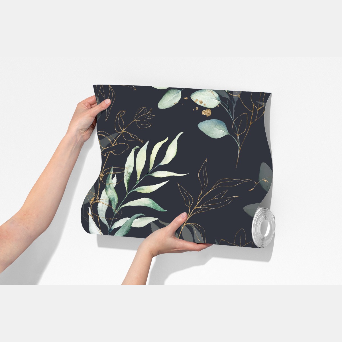 Fototapeta akwarelowe liście eukaliptusa na ciemnym tle – Wallissimo® Fototapeta akwarelowe liście eukaliptusa na ciemnym tle – Wallissimo®