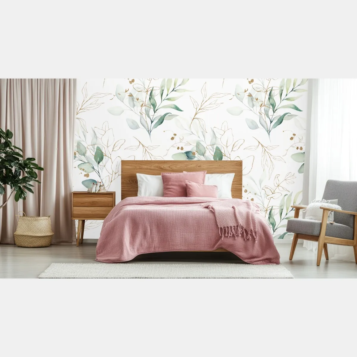 Fototapeta miękki wzór eukaliptusa w akwareli – Wallissimo® Fototapeta miękki wzór eukaliptusa w akwareli – Wallissimo®