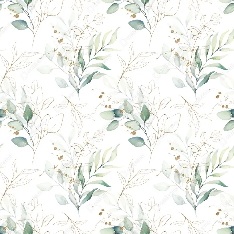 Fototapeta miękki wzór eukaliptusa w akwareli – Wallissimo® Fototapeta miękki wzór eukaliptusa w akwareli – Wallissimo®