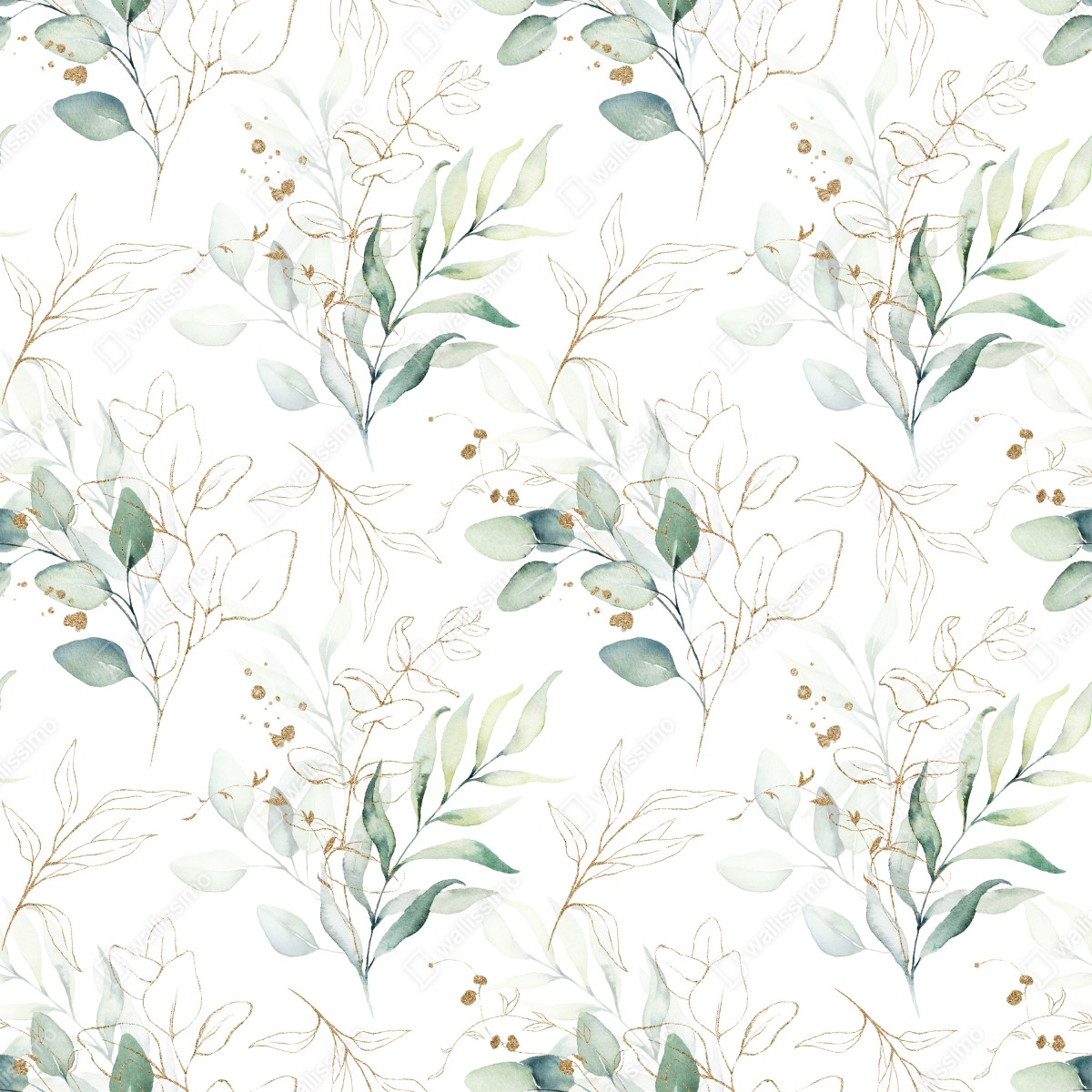 Fototapeta miękki wzór eukaliptusa w akwareli – Wallissimo® Fototapeta miękki wzór eukaliptusa w akwareli – Wallissimo®