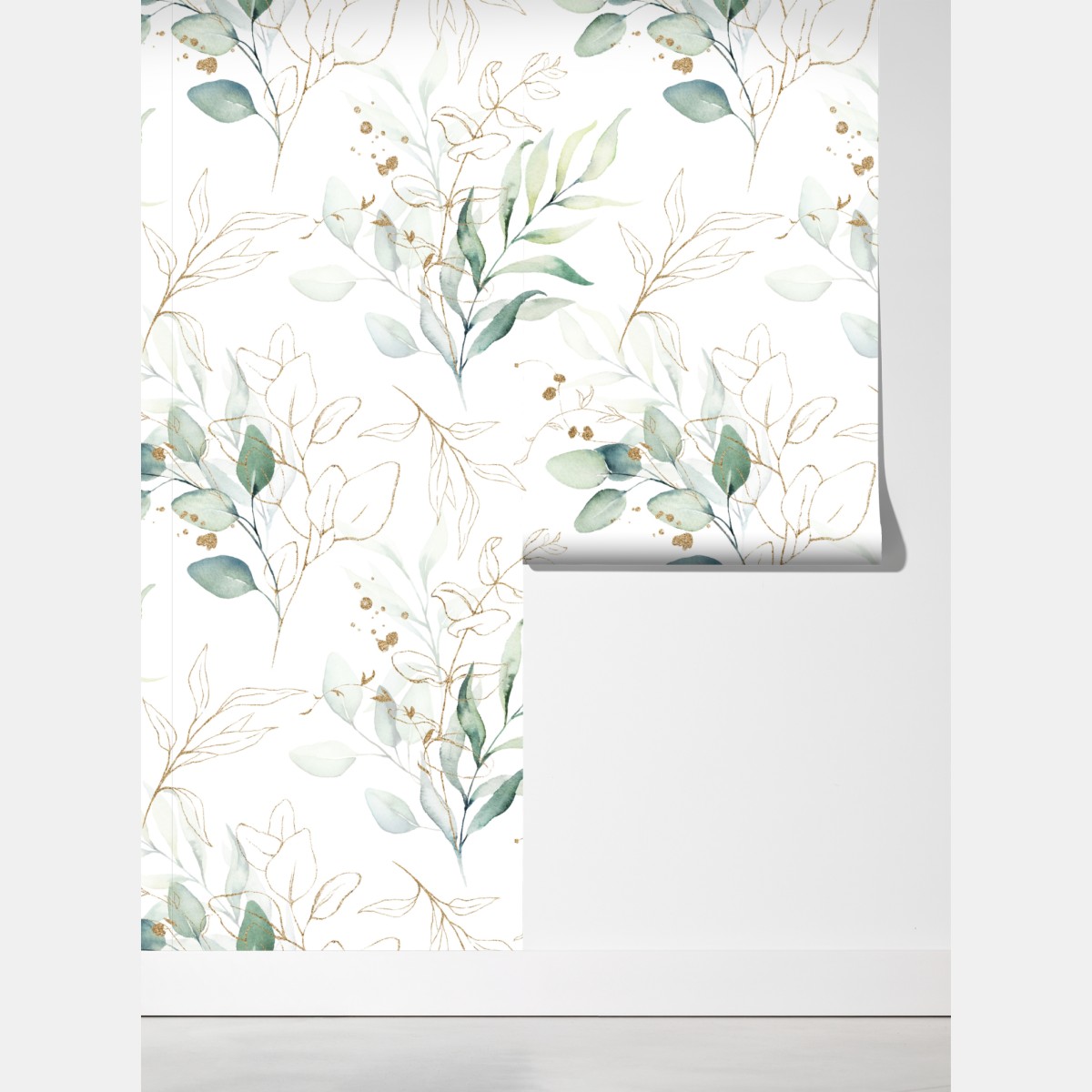 Fototapeta miękki wzór eukaliptusa w akwareli – Wallissimo® Fototapeta miękki wzór eukaliptusa w akwareli – Wallissimo®