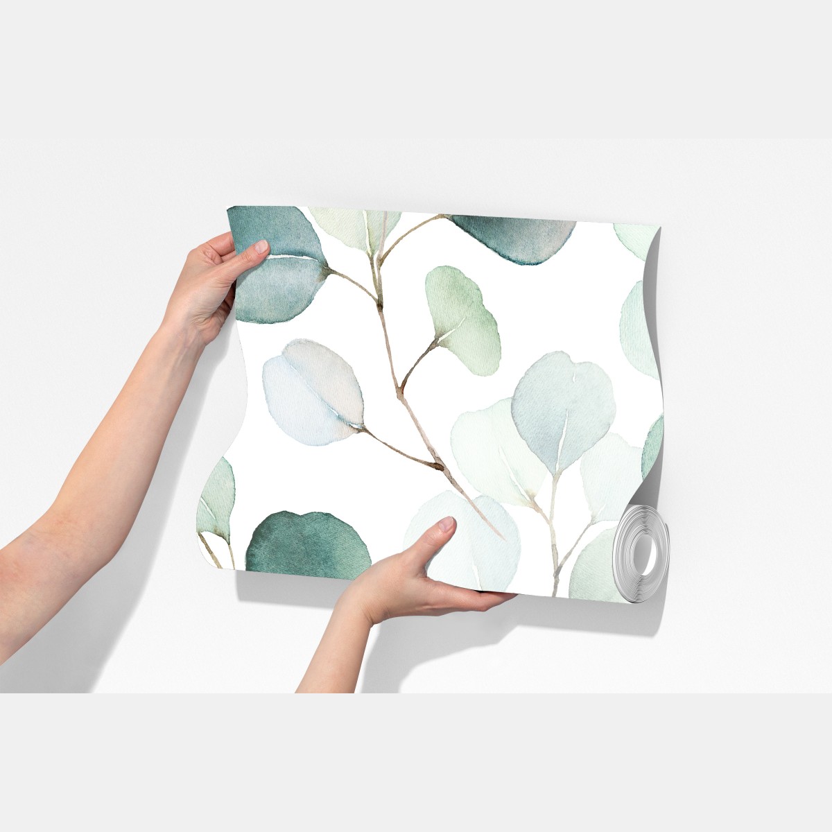 Fototapeta delikatny wzór liści eukaliptusa w akwareli – Wallissimo® Fototapeta delikatny wzór liści eukaliptusa w akwareli – Wallissimo®