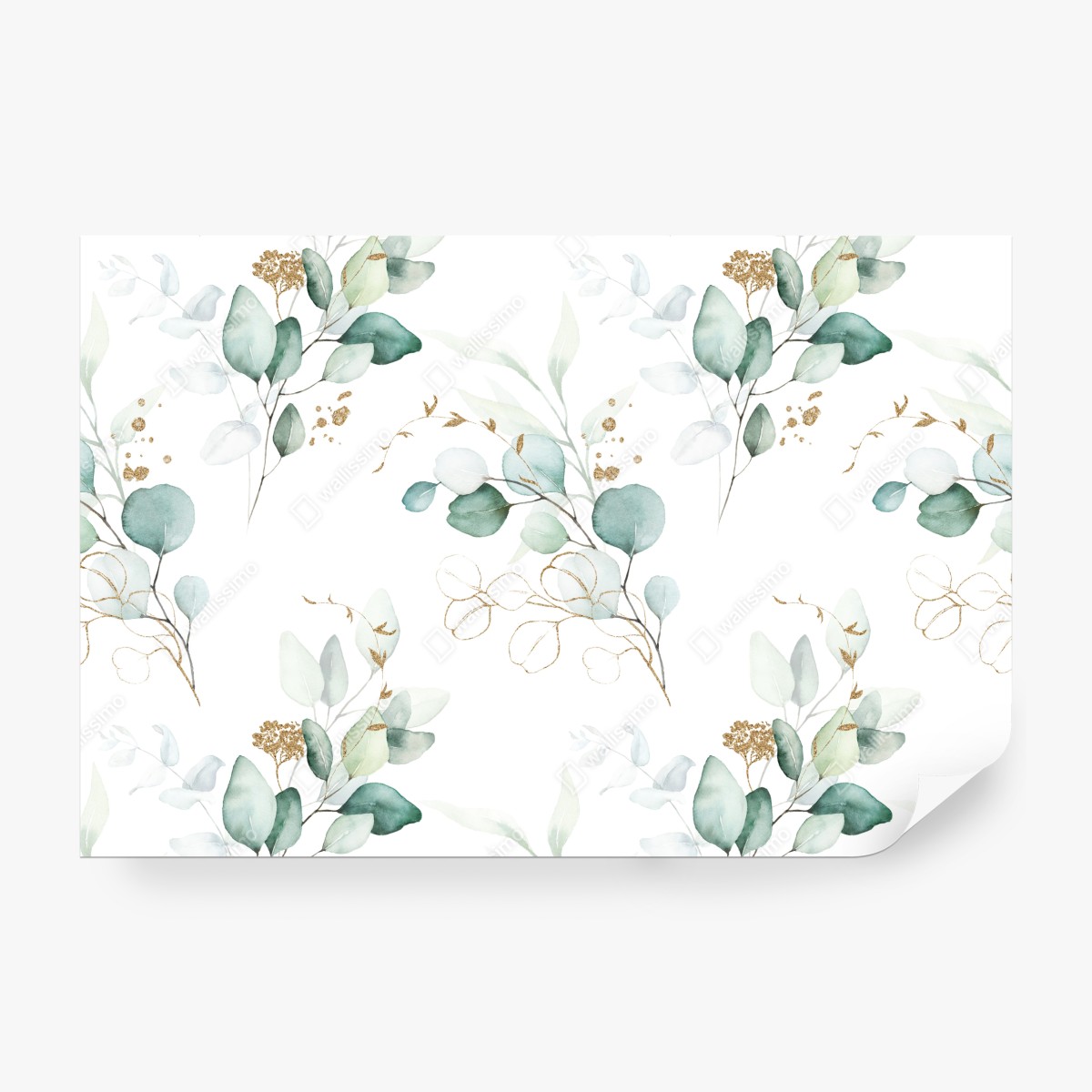Fototapeta akwarelowy wzór eukaliptusa w zieleni – Wallissimo® Fototapeta akwarelowy wzór eukaliptusa w zieleni – Wallissimo®